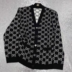 Gucci Black and White Logo Cardigan